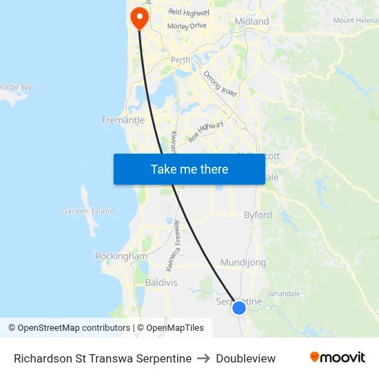Richardson St Transwa Serpentine to Doubleview map