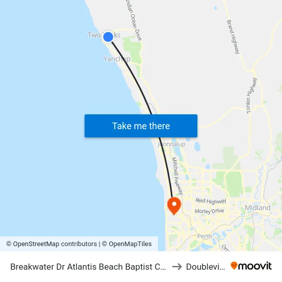 Breakwater Dr Atlantis Beach Baptist College to Doubleview map