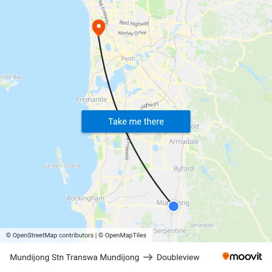 Mundijong Stn Transwa Mundijong to Doubleview map