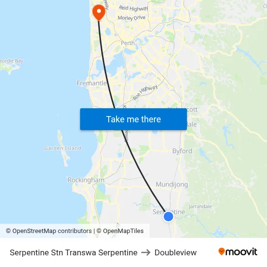 Serpentine Stn Transwa Serpentine to Doubleview map