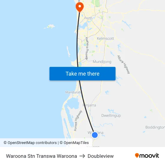 Waroona Stn Transwa Waroona to Doubleview map