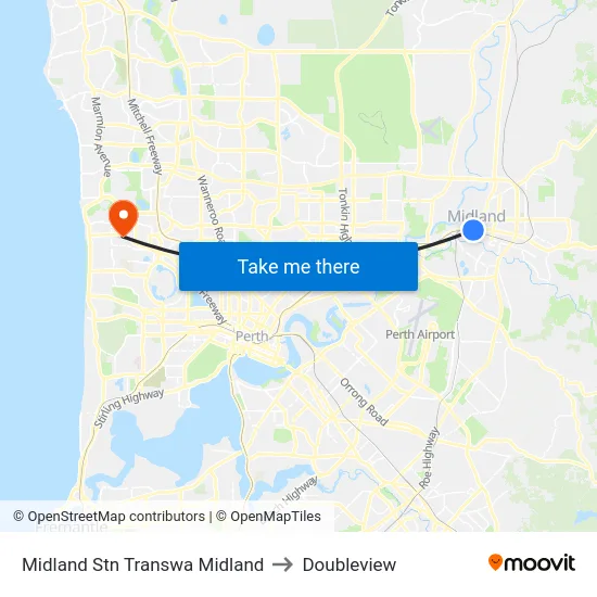 Midland Stn Transwa Midland to Doubleview map