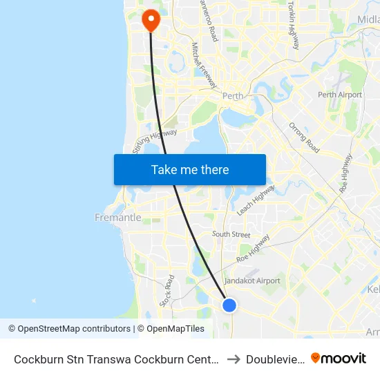 Cockburn Stn Transwa Cockburn Central to Doubleview map