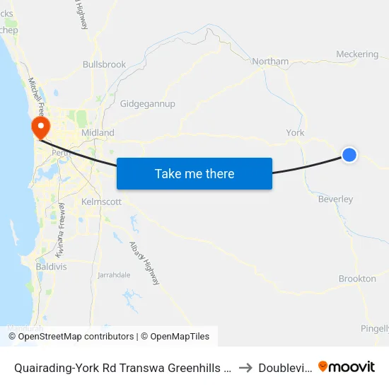 Quairading-York Rd Transwa Greenhills Turnoff to Doubleview map