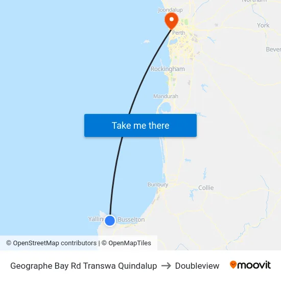 Geographe Bay Rd Transwa Quindalup to Doubleview map