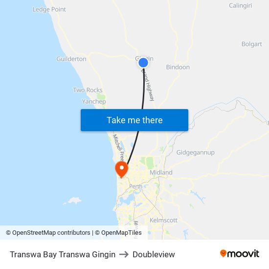 Transwa Bay Transwa Gingin to Doubleview map