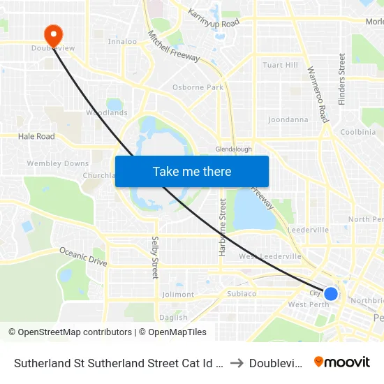 Sutherland St Sutherland Street Cat Id 40 to Doubleview map