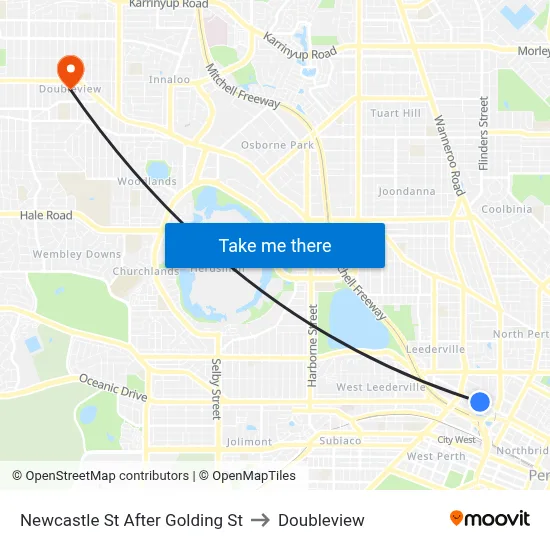 Newcastle St After Golding St to Doubleview map