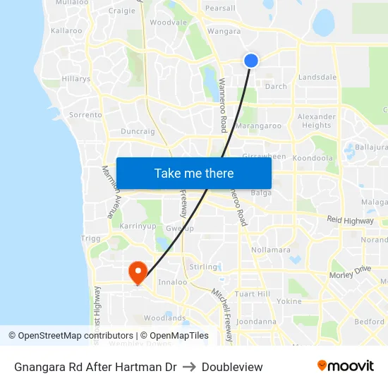 Gnangara Rd After Hartman Dr to Doubleview map