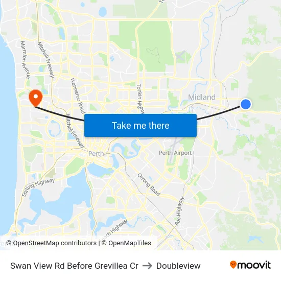 Swan View Rd Before Grevillea Cr to Doubleview map