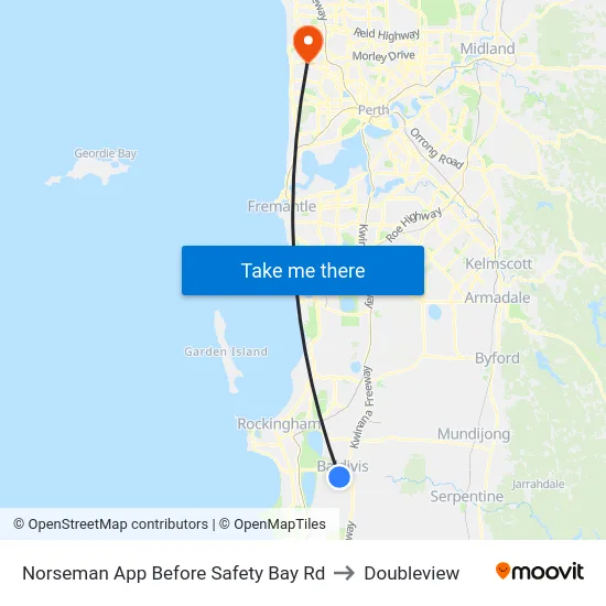 Norseman App Before Safety Bay Rd to Doubleview map