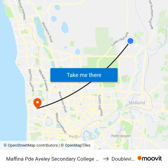Maffina Pde Aveley Secondary College Stand 3 to Doubleview map