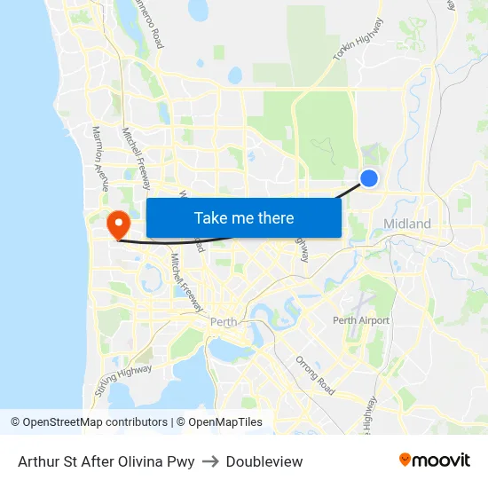 Arthur St After Olivina Pwy to Doubleview map
