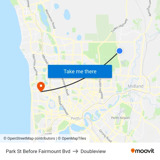 Park St Before Fairmount Bvd to Doubleview map