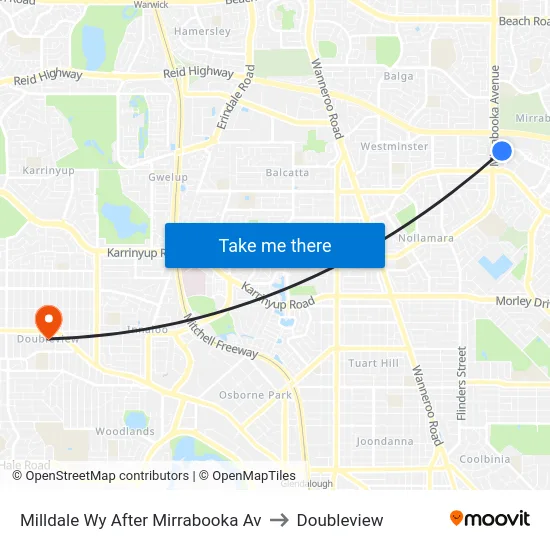Milldale Wy After Mirrabooka Av to Doubleview map