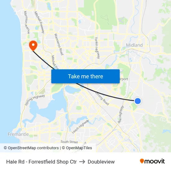 Hale Rd - Forrestfield Shop Ctr to Doubleview map