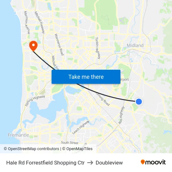 Hale Rd Forrestfield Shopping Ctr to Doubleview map