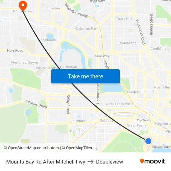 Mounts Bay Rd After Mitchell Fwy to Doubleview map
