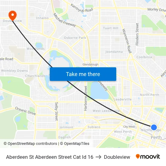 Aberdeen St Aberdeen Street Cat Id 16 to Doubleview map