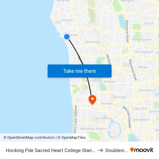 Hocking Pde Sacred Heart College Stand 1 & 2 to Doubleview map