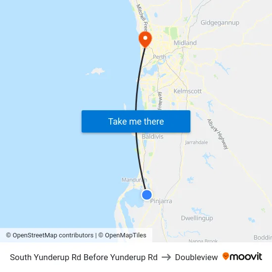 South Yunderup Rd Before Yunderup Rd to Doubleview map
