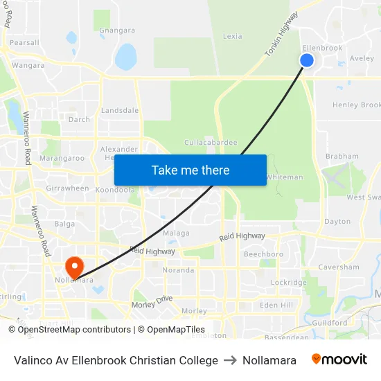 Valinco Av Ellenbrook Christian College to Nollamara map