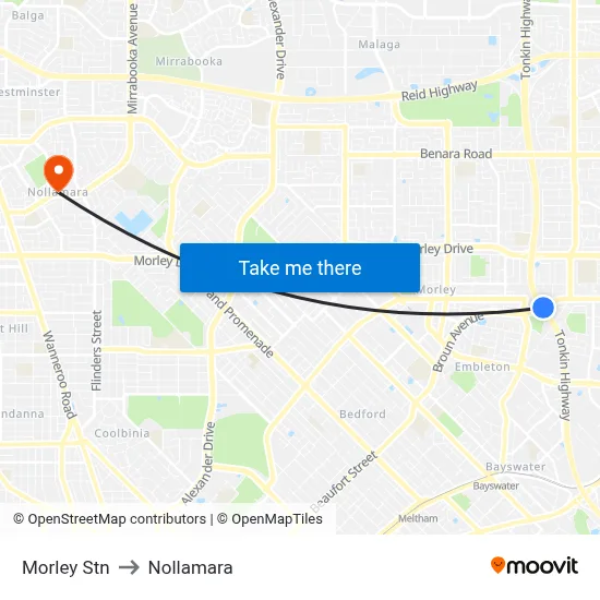 Morley Stn to Nollamara map