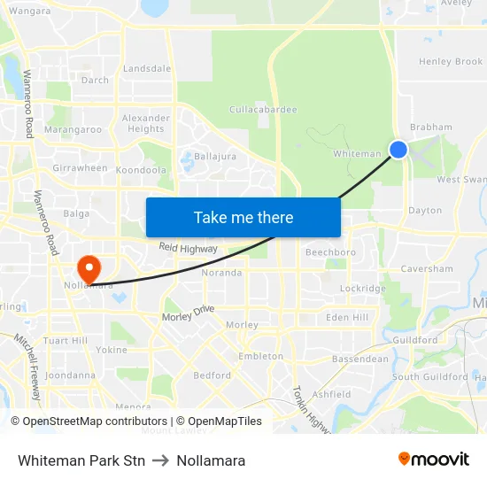 Whiteman Park Stn to Nollamara map