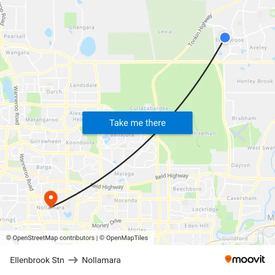 Ellenbrook Stn to Nollamara map
