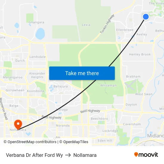 Verbana Dr After Ford Wy to Nollamara map