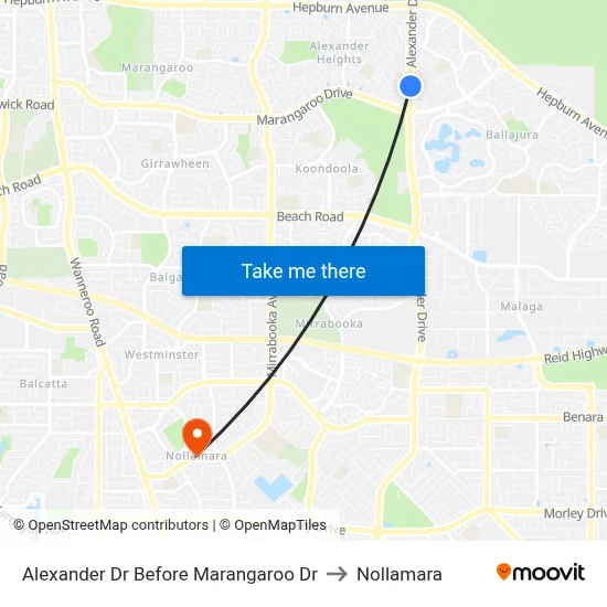 Alexander Dr Before Marangaroo Dr to Nollamara map