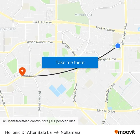 Hellenic Dr After Bale La to Nollamara map