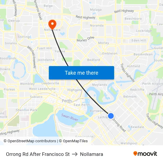 Orrong Rd After Francisco St to Nollamara map