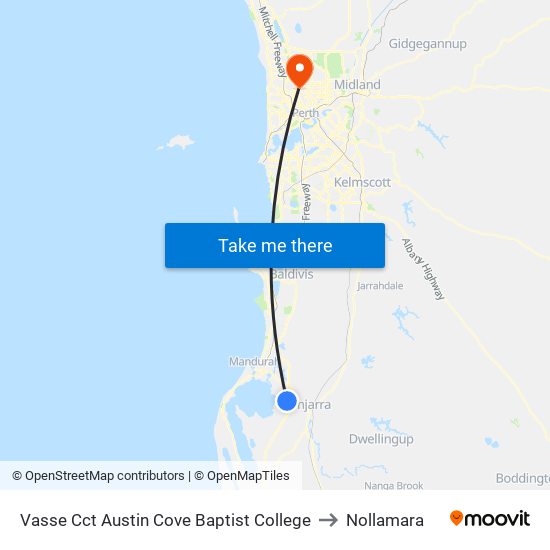 Vasse Cct Austin Cove Baptist College to Nollamara map