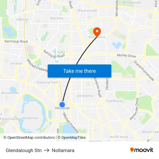Glendalough Stn to Nollamara map