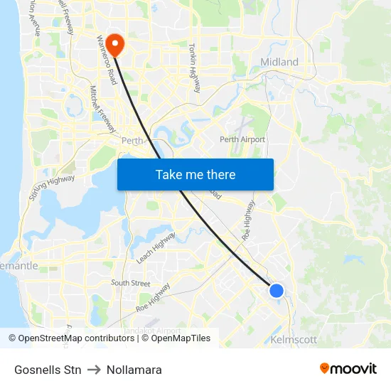 Gosnells Stn to Nollamara map