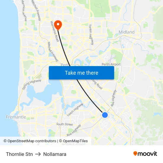 Thornlie Stn to Nollamara map