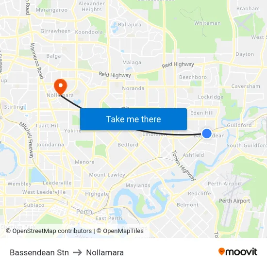 Bassendean Stn to Nollamara map