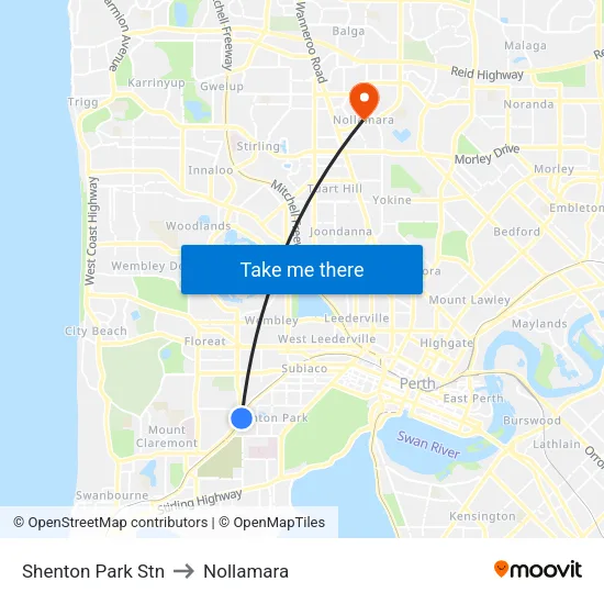 Shenton Park Stn to Nollamara map