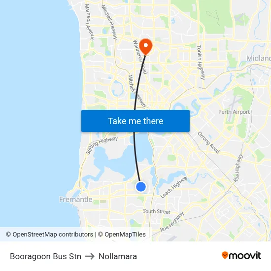 Booragoon Bus Stn to Nollamara map