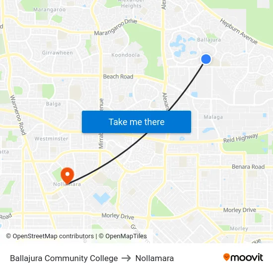 Ballajura Community College to Nollamara map