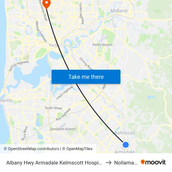 Albany Hwy Armadale Kelmscott Hospital to Nollamara map