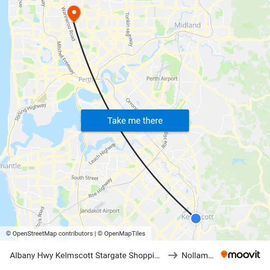 Albany Hwy Kelmscott Stargate Shopping Ctr to Nollamara map
