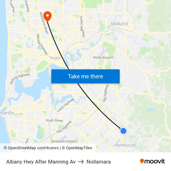 Albany Hwy After Manning Av to Nollamara map