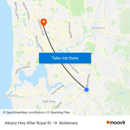 Albany Hwy After Royal St to Nollamara map