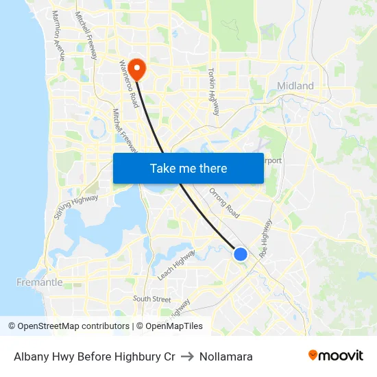 Albany Hwy Before Highbury Cr to Nollamara map