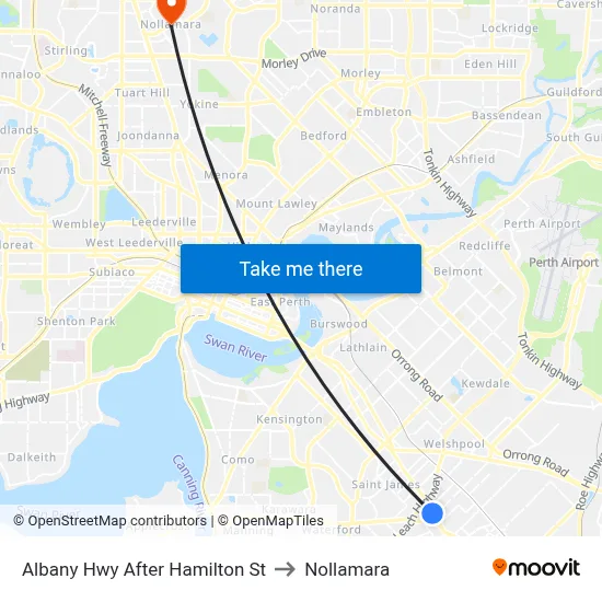 Albany Hwy After Hamilton St to Nollamara map