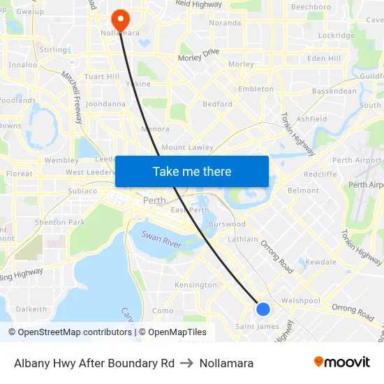 Albany Hwy After Boundary Rd to Nollamara map