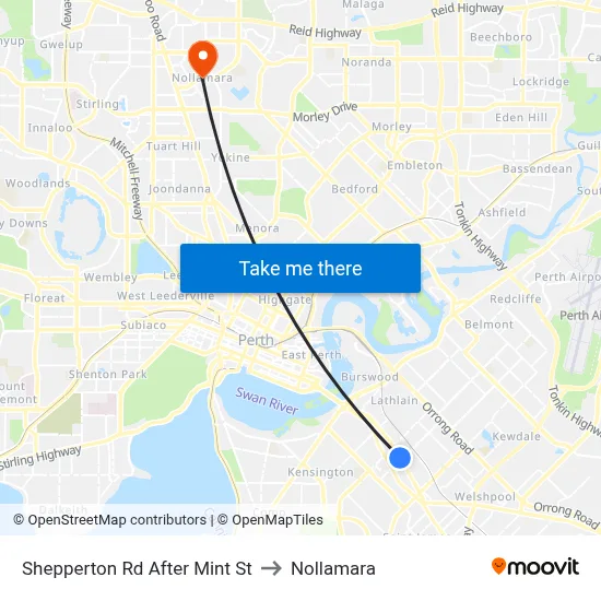 Shepperton Rd After Mint St to Nollamara map