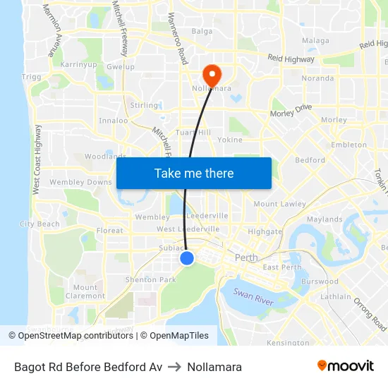 Bagot Rd Before Bedford Av to Nollamara map